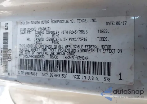 2017 Toyota Tacoma Sr from USA, damaged, VIN 5TFSX5EN4HX055852